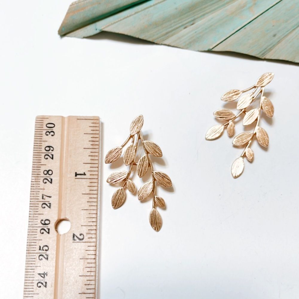 Gold leaf earrings #184 - Picture 4 of 5